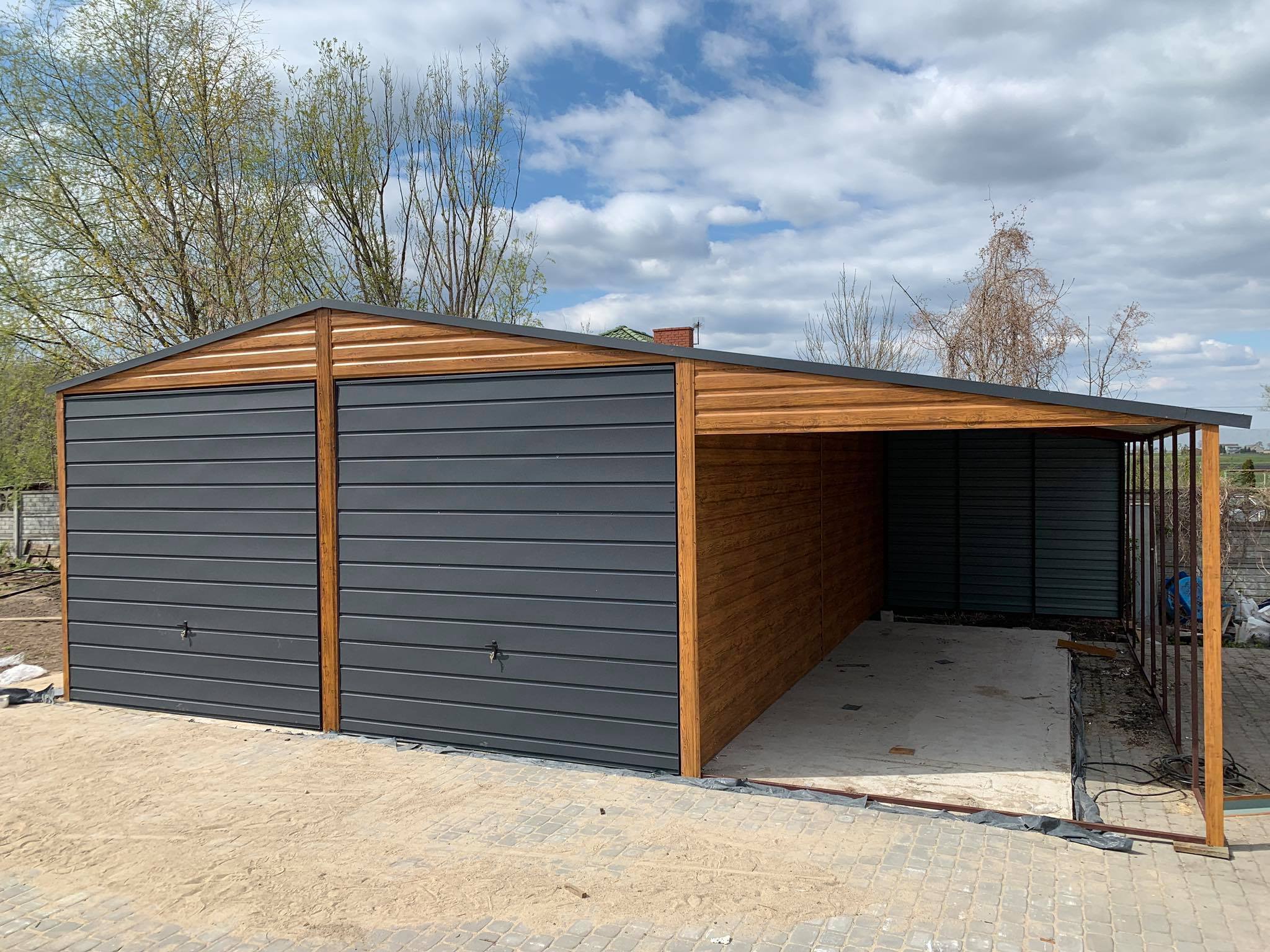 Garaż Premium 6x8 + Wiata 3m NR 13